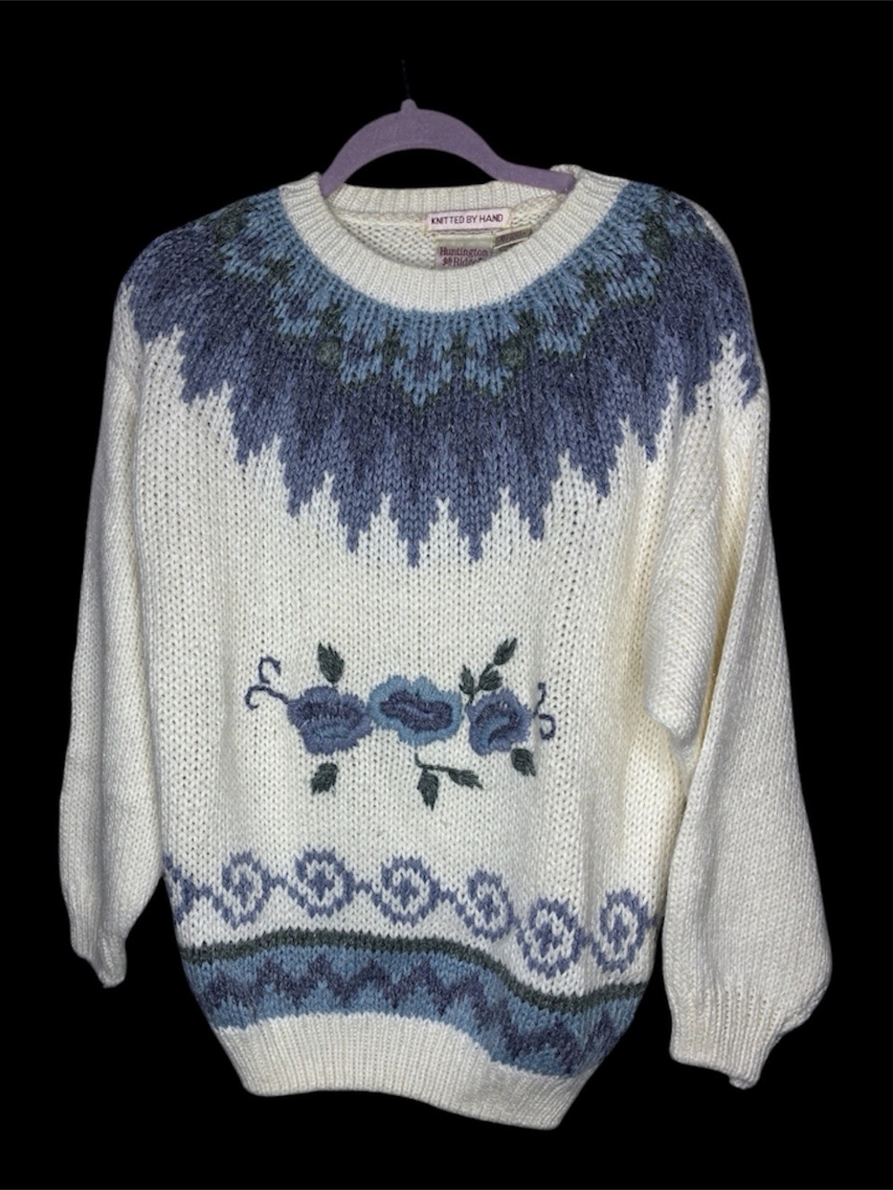 VINTAGE Huntington Ridge Blue and White Sweater